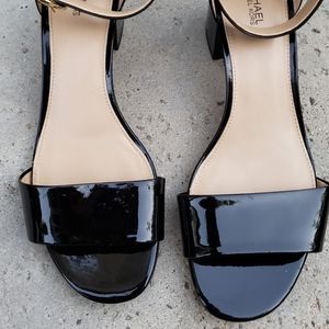 Michael Kors black patent buckle sandal